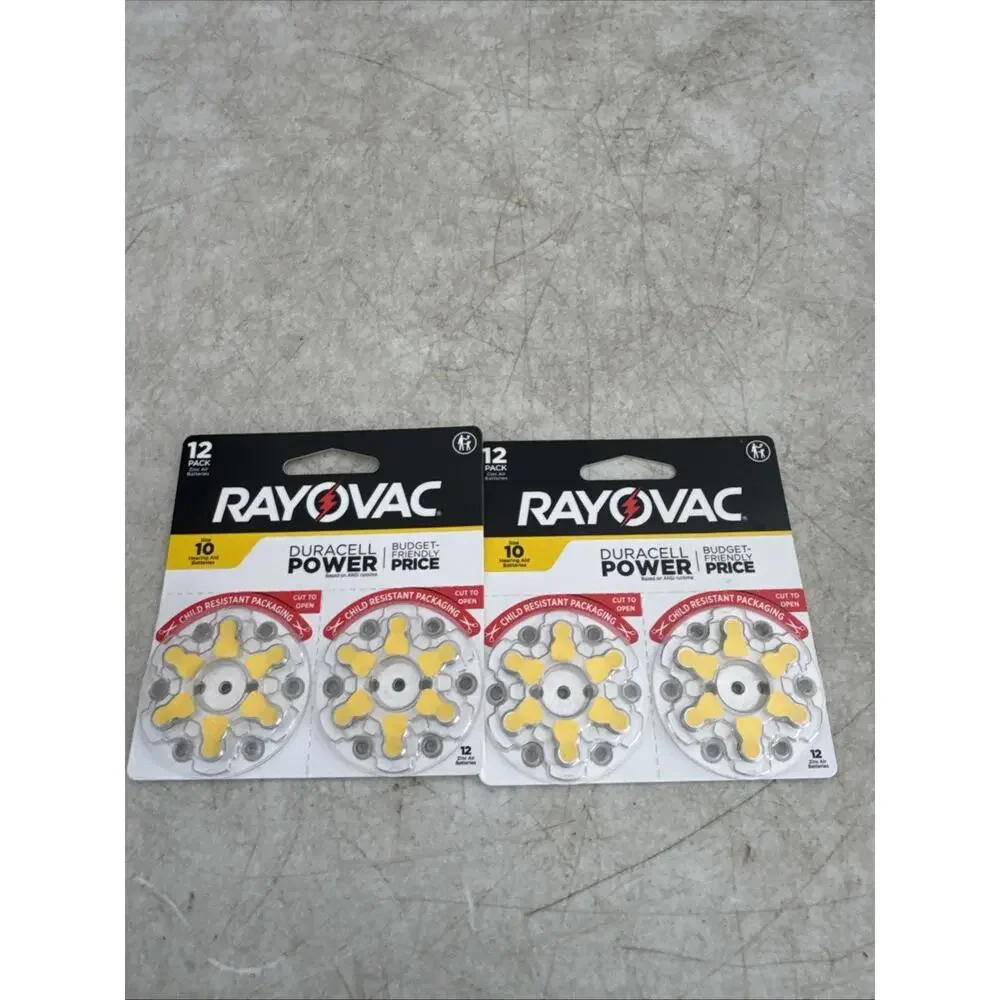 Rayovac Zinc Air Hearing Aid Batteries 12 Pack Size 10 Lot Of Two